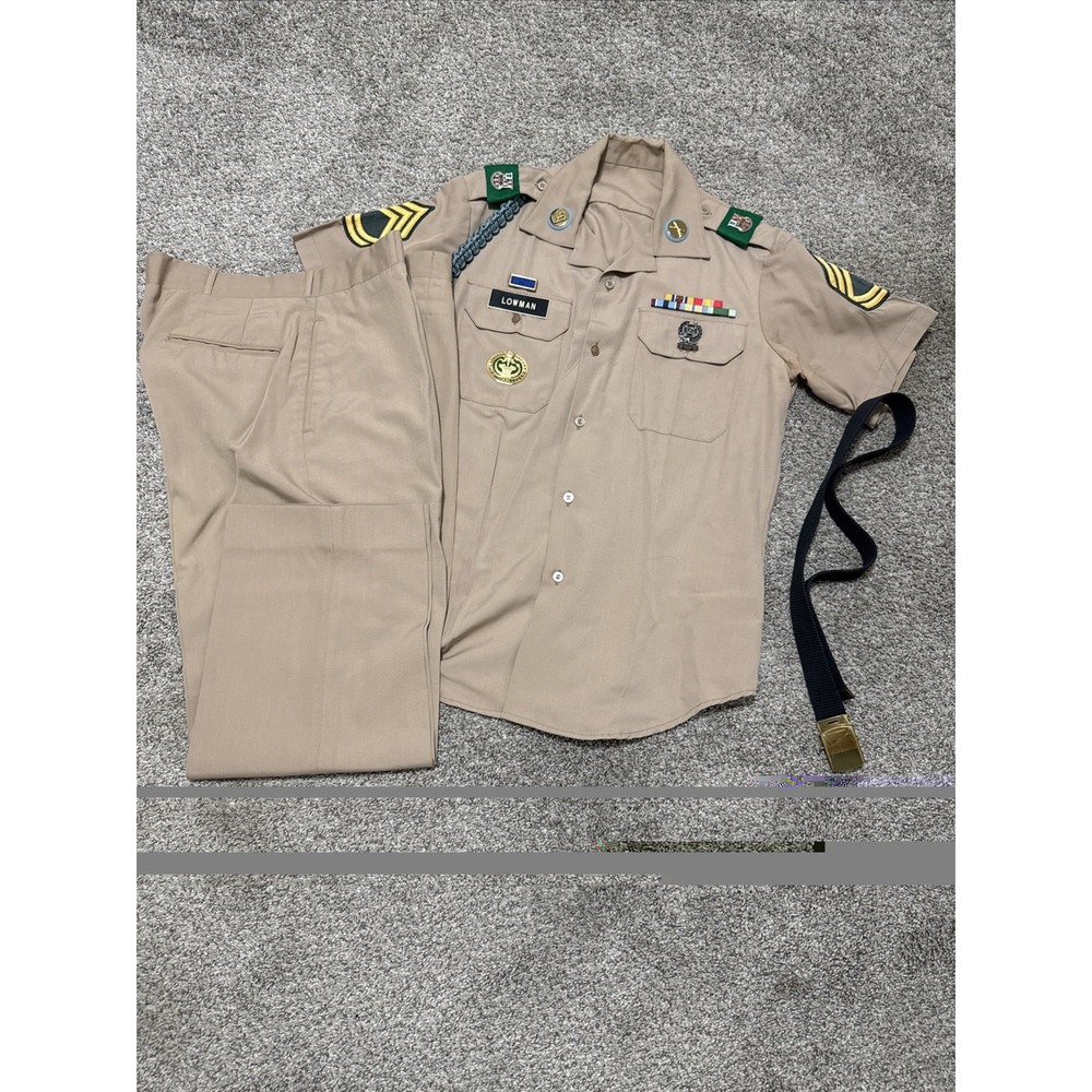 Vintage Civil Air Patrol Tan Shirt & Pants Chevrons Insignia Awards Badges